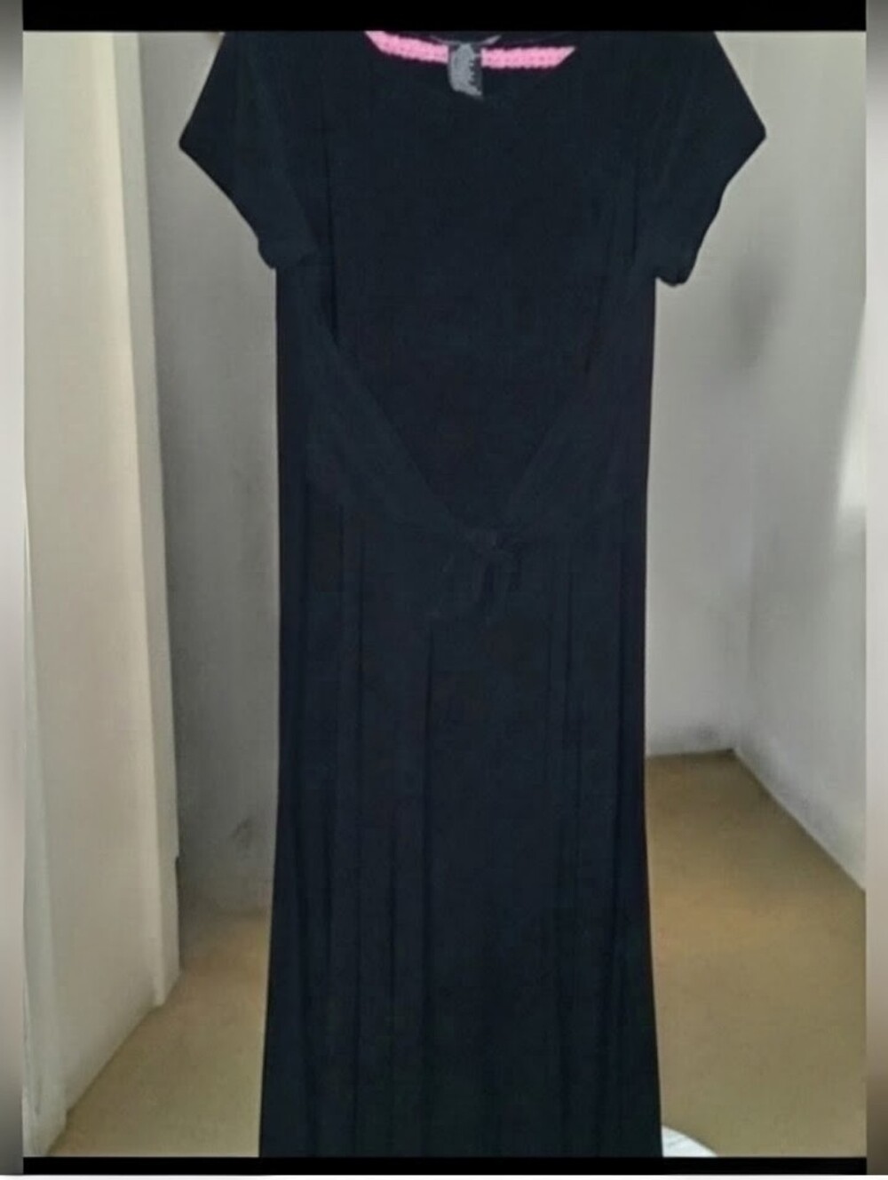 16 Petite Women's Petite Black Midi Length Dress Front Waist Tie